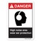 Signmission ANSI Sign, High Noise Area Wear Ear Protection, 10in X 7in Rigid Plastic, 7" H, 10" W, Landscape OS-DS-P-710-L-19857 - alternate 1
